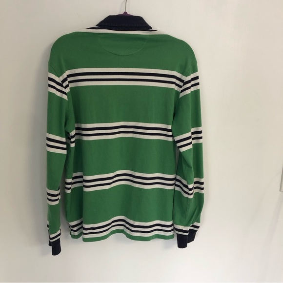BROOKS BROTHERS 346 Men Green/White/Black Striped Long Sleeve Polo Sz L - Picture 5 of 11
